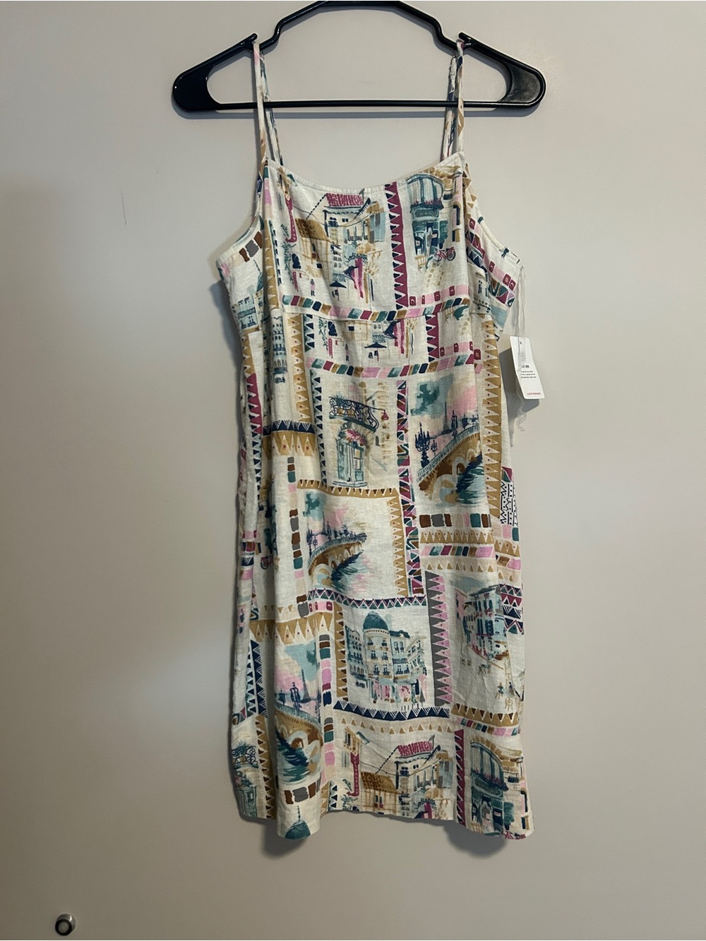 Printed Linen-Blend Spaghetti Strap Dress in Multi Lucky Brand NEW WITH TAGS!